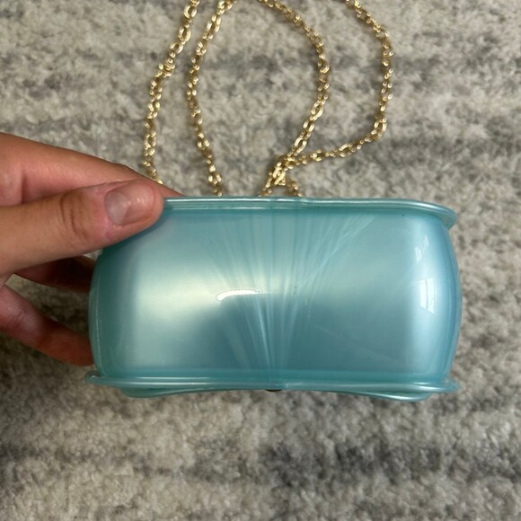 Turquoise Purple Micro Purse w Metal Chain Crossbody - Picture 4 of 5